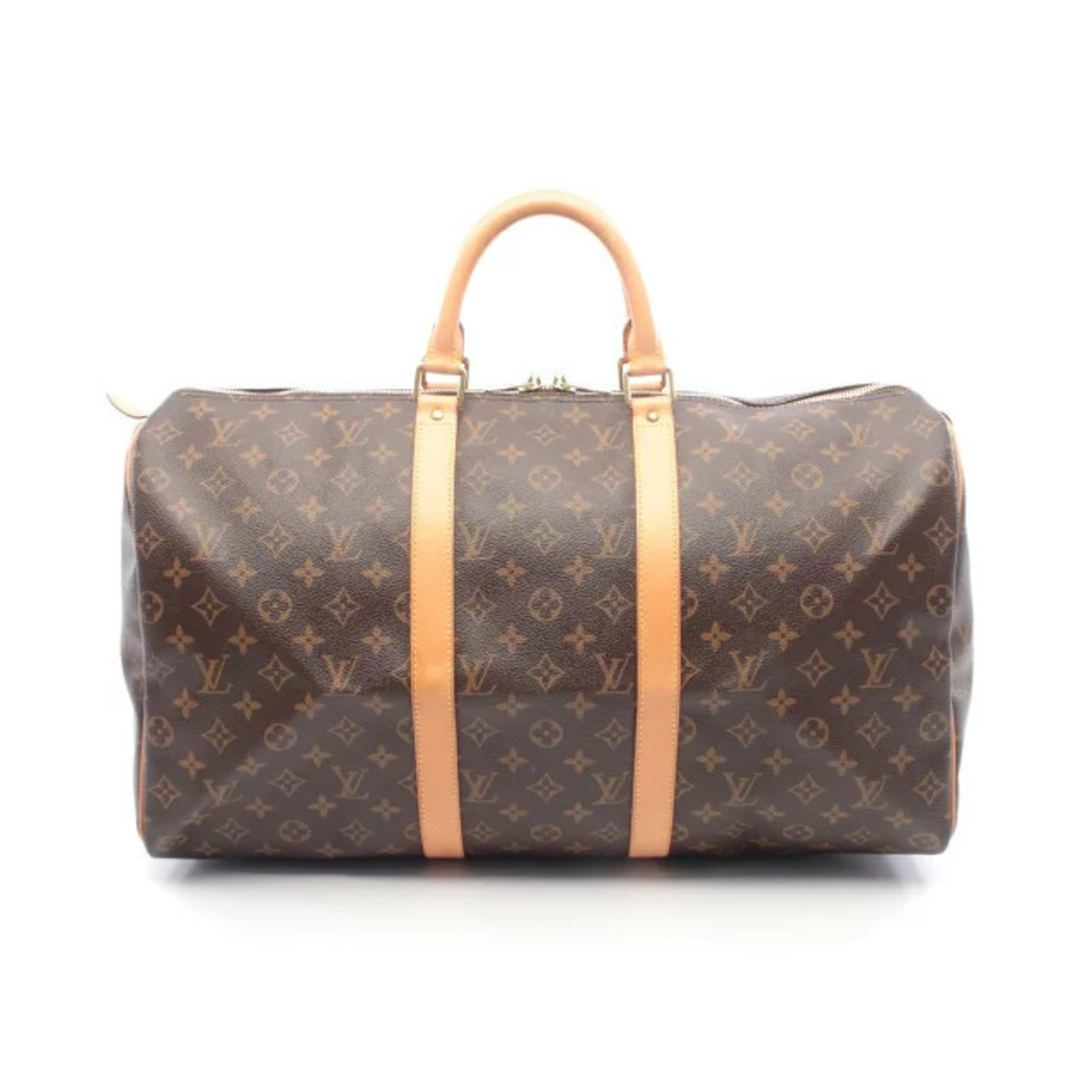 Louis Vuitton Keepall Canvas Boston Brown Bag Monogram Leather - Picture 2 of 8